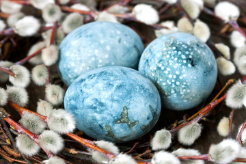 Easter composition with colored eggs 