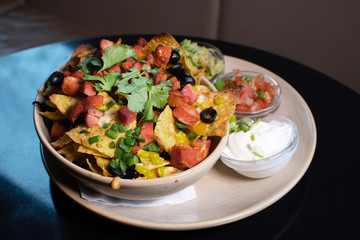 Plate of all dress nachos