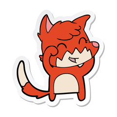 sticker of a happy cartoon fox
