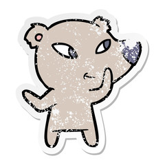 distressed sticker of a cute cartoon bear