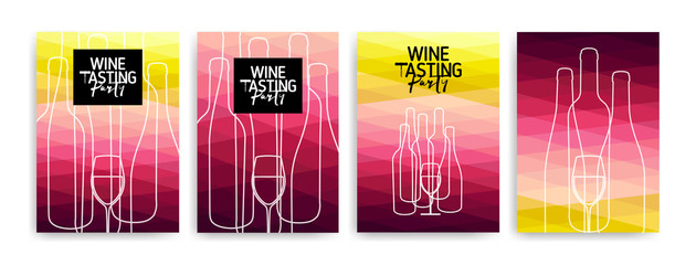 Collection of templates with wine designs. Background wine colors. Colorful design. Brochures, posters, invitation cards, promotion banners, menus.
