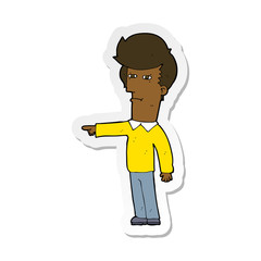 sticker of a cartoon man blaming