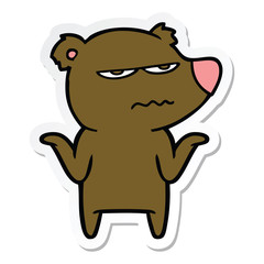 sticker of a annoyed bear cartoon
