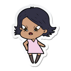 sticker of a cartoon stressed woman