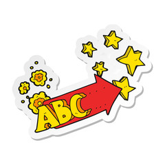 sticker of a cartoon ABC symbol