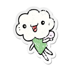 Fototapeta premium distressed sticker of a cartoon cloud head creature