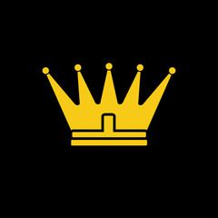 Gold yellow crown icon. Vector symbol of king, royal