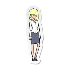 sticker of a cartoon pretty businesswoman