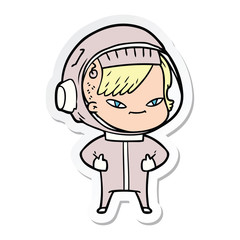 sticker of a cartoon astronaut woman