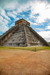 The mighty nine level stone pyramid of Temple of Kukulcan or El Castillo on the Chichen Itza...