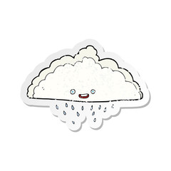 retro distressed sticker of a cartoon rain cloud