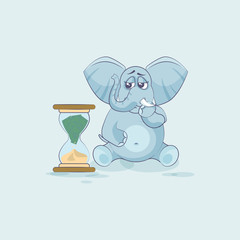 elephant sticker emoticon sits at hourglass
