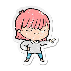 distressed sticker of a cartoon woman