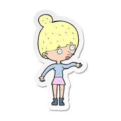 sticker of a cartoon surprised woman