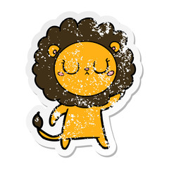 distressed sticker of a cartoon lion