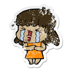 distressed sticker of a cartoon woman