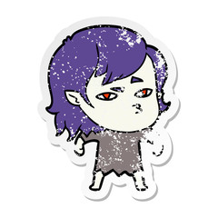 distressed sticker of a cartoon vampire girl