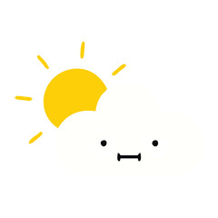 flat color retro cartoon sunshine and cloud