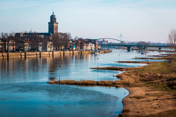 Deventer city view at the river the IJssel, province Overijssel the Netherlands
