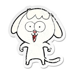 distressed sticker of a cute cartoon dog