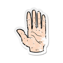 retro distressed sticker of a cartoon hand