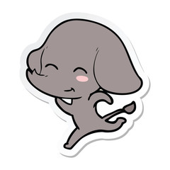 sticker of a cute cartoon elephant running