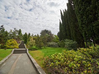 Path with steps in the Green Town Park