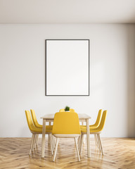 White dining room with poster