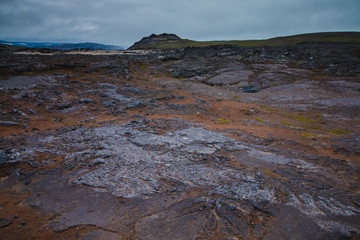 Lava field over Surtshellir lava caves in Iceland