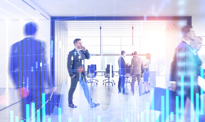 Business people in office, forex graph
