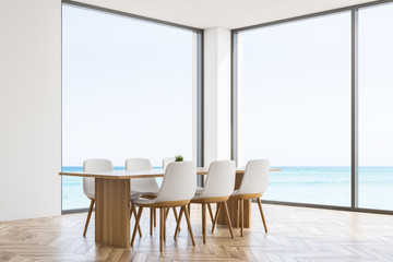 Panoramic white dining room corner