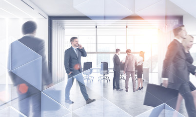 Business people meeting room, triangular pattern