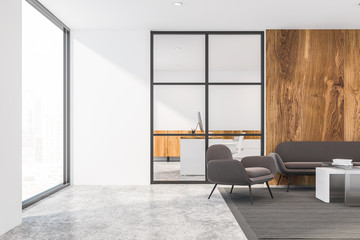Loft white office waiting room interior