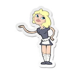 sticker of a cartoon waitress serving