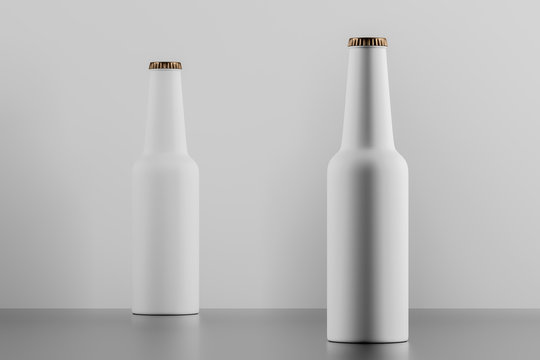 Two matt white bottles over white background