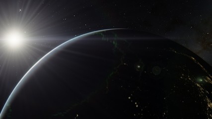 Planet Earth from space 3D illustration orbital view, our planet from the orbit, world, ocean, atmosphere, land, clouds, globe (Elements of this image furnished by NASA)