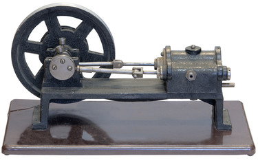 Retro model of the steam engine. Isolated on white background