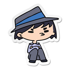 sticker cartoon of a kawaii cute boy