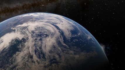 Plakat Planet Earth from space 3D illustration orbital view, our planet from the orbit, world, ocean, atmosphere, land, clouds, globe (Elements of this image furnished by NASA)