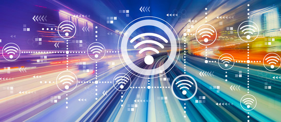 Wifi concept with abstract high speed technology POV motion blur