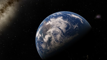 Planet Earth from space 3D illustration orbital view, our planet from the orbit, world, ocean, atmosphere, land, clouds, globe (Elements of this image furnished by NASA)