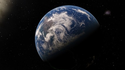 Planet Earth from space 3D illustration orbital view, our planet from the orbit, world, ocean, atmosphere, land, clouds, globe (Elements of this image furnished by NASA)