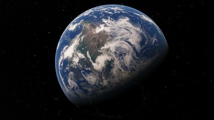 Planet Earth from space 3D illustration orbital view, our planet from the orbit, world, ocean, atmosphere, land, clouds, globe (Elements of this image furnished by NASA)