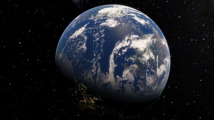 Planet Earth from space 3D illustration orbital view, our planet from the orbit, world, ocean, atmosphere, land, clouds, globe (Elements of this image furnished by NASA)