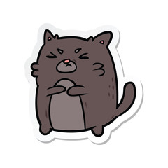 sticker of a cartoon angry cat