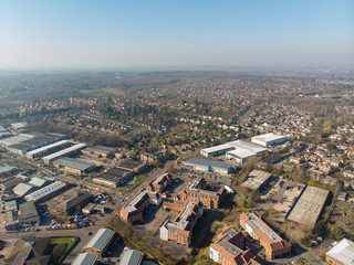 Fototapeta na wymiar Aerial photo of the UK town of Wokingham. Wokingham is a historic market town in Berkshire, England, 39 miles west of London