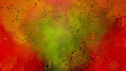 Super slowmotion shot of color powder explosion isolated on yellow background.