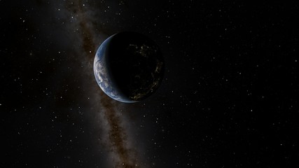 Planet Earth from space 3D illustration orbital view, our planet from the orbit, world, ocean, atmosphere, land, clouds, globe (Elements of this image furnished by NASA)