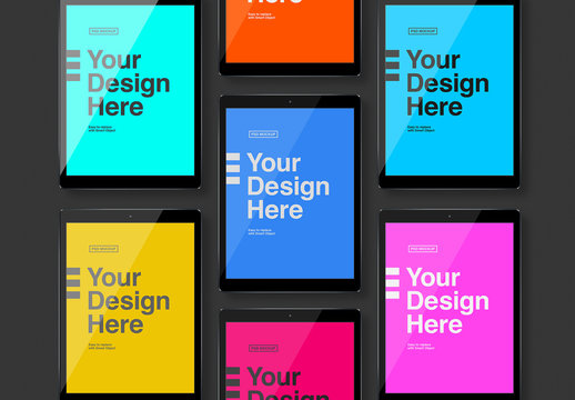 Seven Tablet Screens Mockup