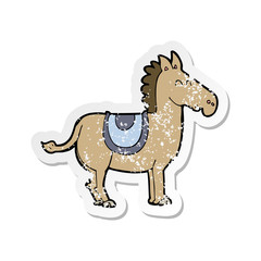 retro distressed sticker of a cartoon donkey